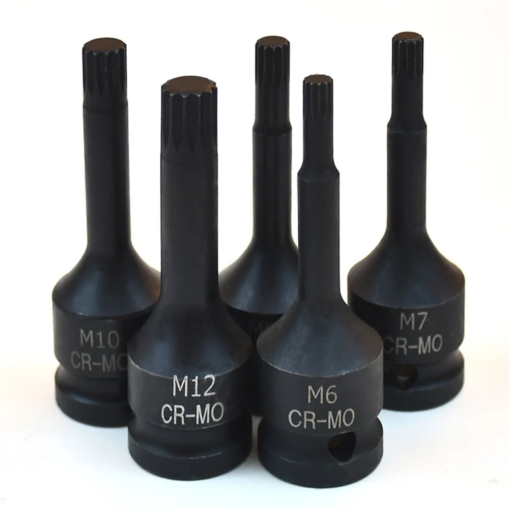 CR-MO 1/2 Pneumatic Screwdriver Socket 1/2inch 12-points Bits Wrench Socket, Integrated 1/2 Torx Bit Auto Repair Hand Tools