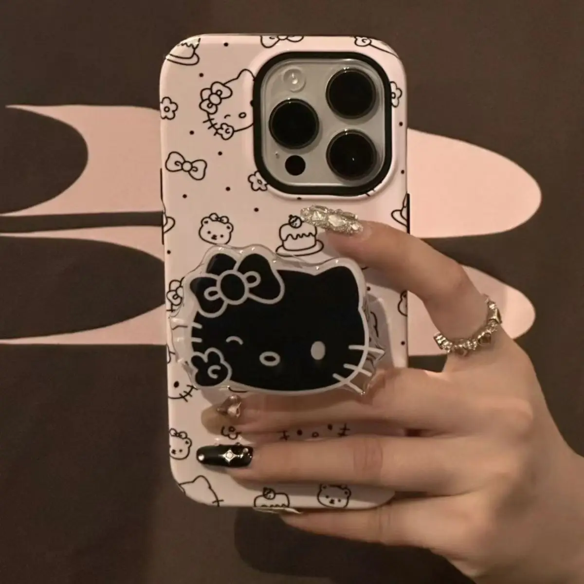 Hello Kitty Pink Case with Stand Cute Kawaii Phone Case Hello Kitty iPhone Case Cute Cartoon Anti-drop For iPhone 15,14,13,12