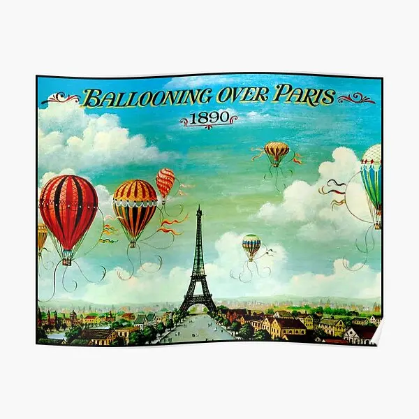 Ballooning Over Paris Vintage 1890 Adv  Poster Vintage Decor Decoration Mural Print Painting Room Art Picture Wall No Frame