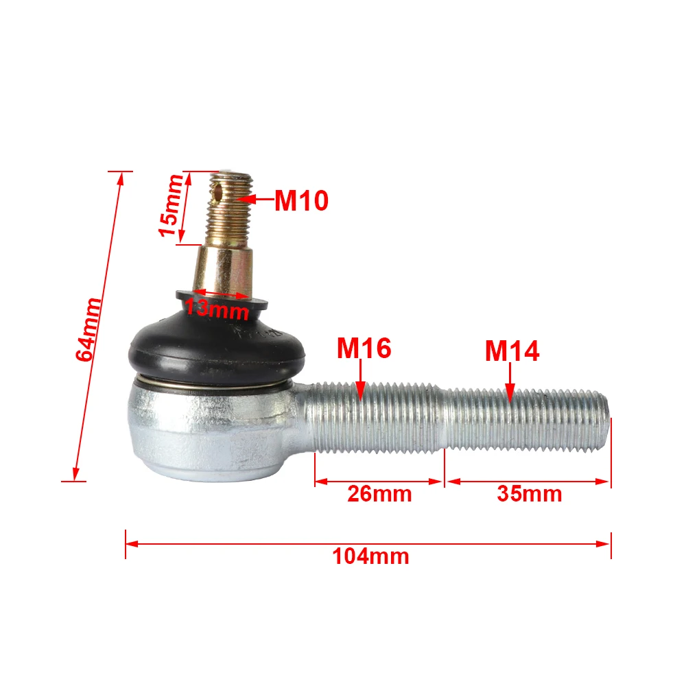 M10X60mm M14-M16 Adjustable Rocker Arm Steering Ball Joint Fit For China Electric ATV Go Kart UTV Buggy Quad Bike Accessories