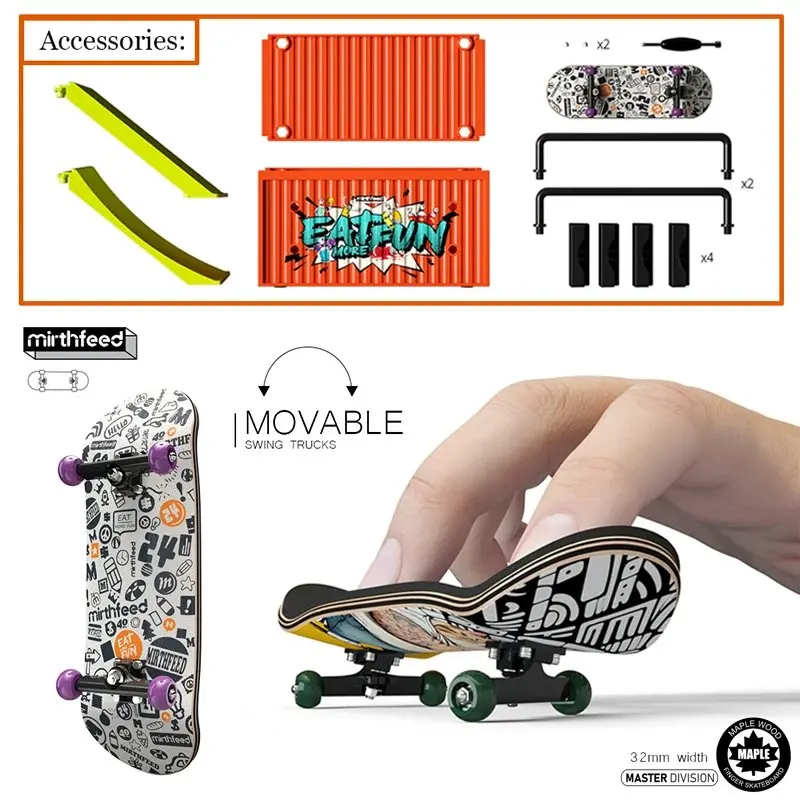 

fingerboardContainer storage deformation jumping platform five-layermapleskateboardwithbearingdeckspecialeffectmetalbrackettoy