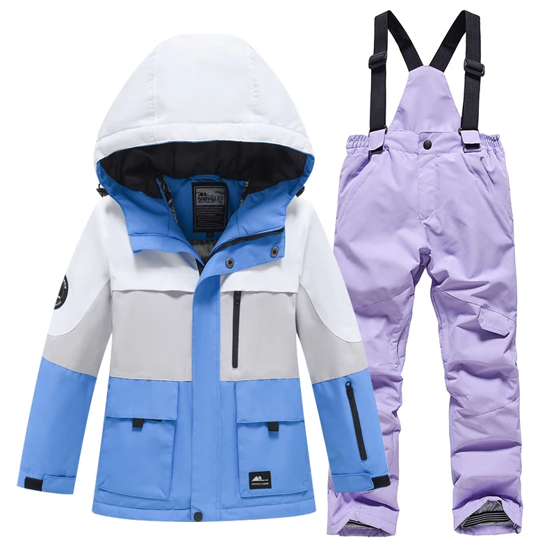 -30℃ 5-16 years old Children's snow suit set Boys and girls warm and waterproof ski suits Luxury off-road jackets and pants