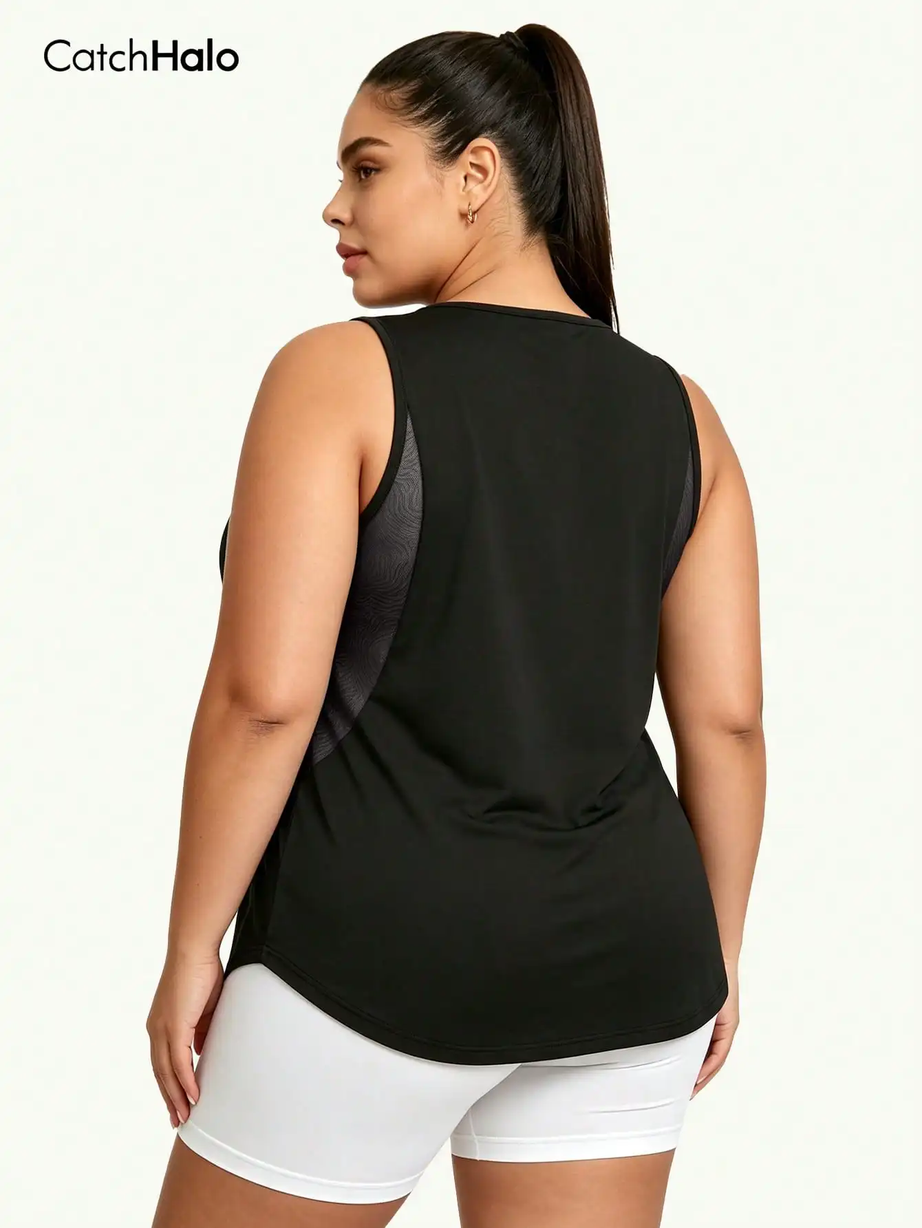 Plus Size Mesh Tank Top Women Breathable Loose Fit Gym Top Sleeveless Yoga Shirt Sweat Wicking Summer Sports Activewear