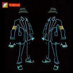 Trendy Light Up Jazz Clothing Accessory EL Wire Neon  LED Light Material DIY Fluorescent Costume  For Man Performace Dancing