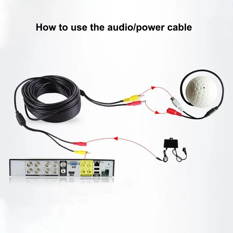 5 10 20 metri DC Power RCA AV Video 12V cavo di prolunga per auto camion Bus parcheggio telecamera di sorveglianza CCTV di sicurezza domestica