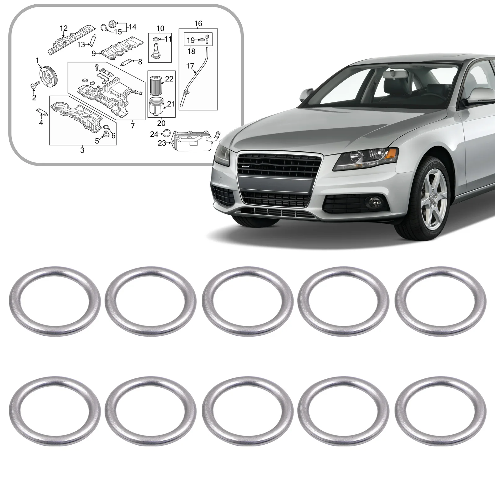 Johonneur de bouchon de vidange d'huile filetés M14, rondelle d'écrasement, bague d'étanchéité, moteur de voiture pour Audi A4, Horizon, Q3, Q5, VW Touareg, Golf, Skoda, N0138157