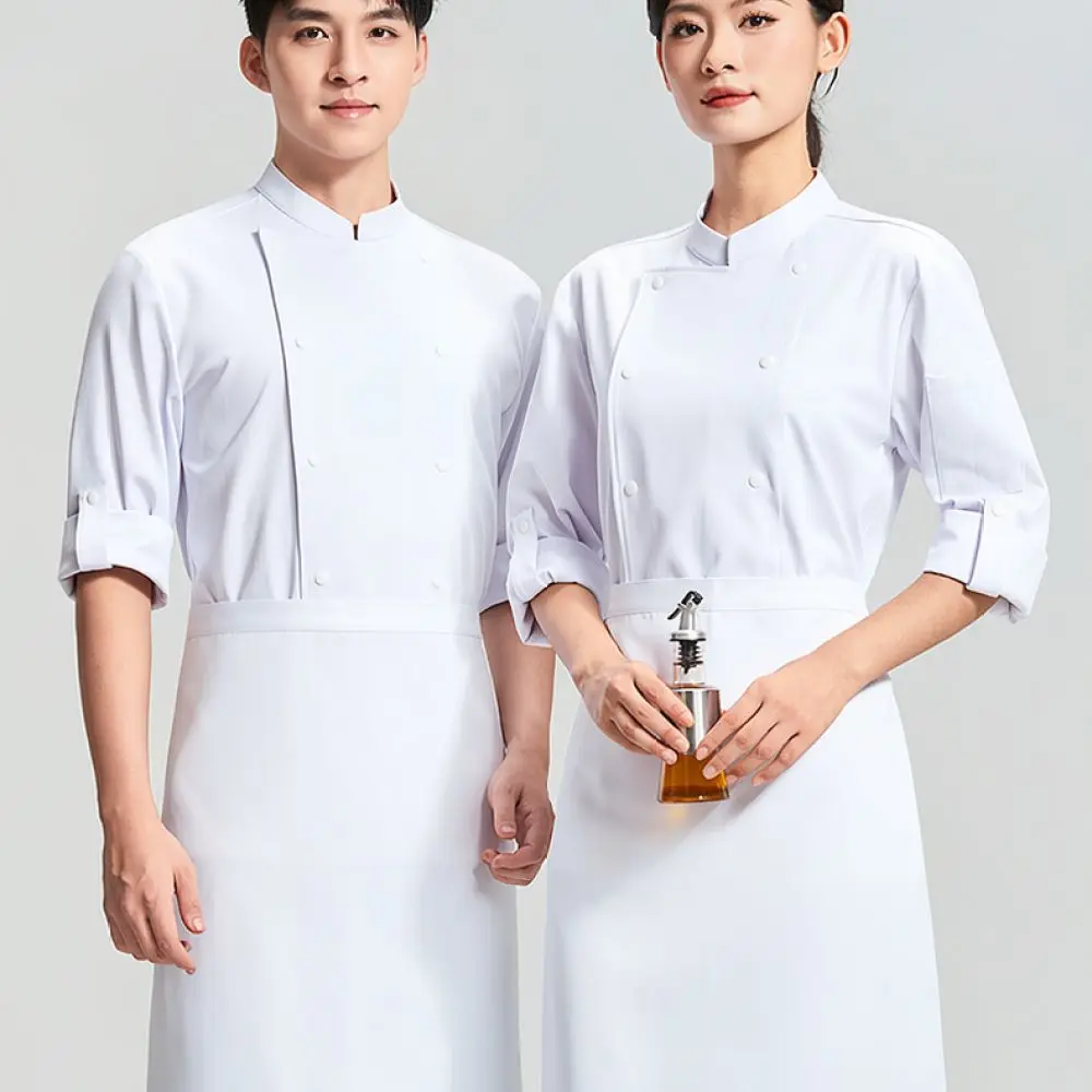 Chef Uniform Long Sleeve Jacket Kitchen Work Clothing Restaurant Catering Apparel Breathable Plus Size Shirt