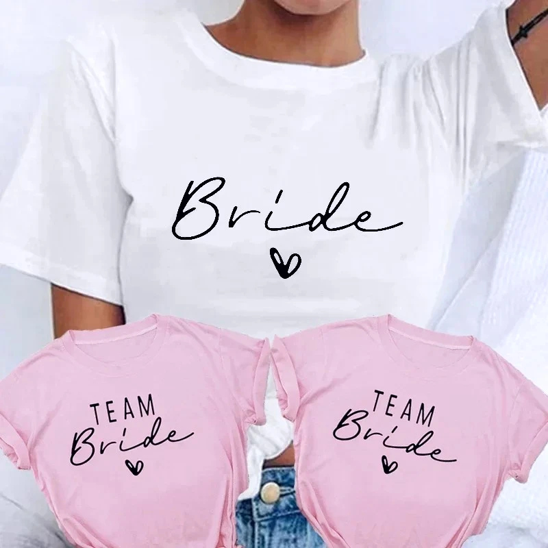 Women Summer T Shirt Team Bride Bachelorette Party Shower Hen Party Bridesmaid Print T-Shirt 2026 Girls Wedding Female Tops