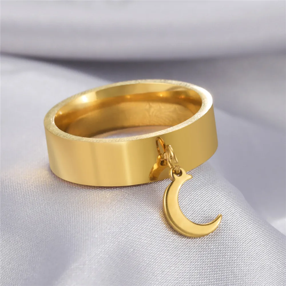 Skyrim Heart Charm Rings for Women Bohemian Stainless Steel Gold Color Aesthetic Ring 2024 Trend Korean Jewelry Birthday Gift