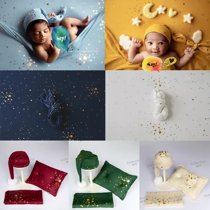 Newborn Photography Props Wraps Blanket  Christmas  Fur Ball Hat   Baby Photography Shoot Studio Accessories
