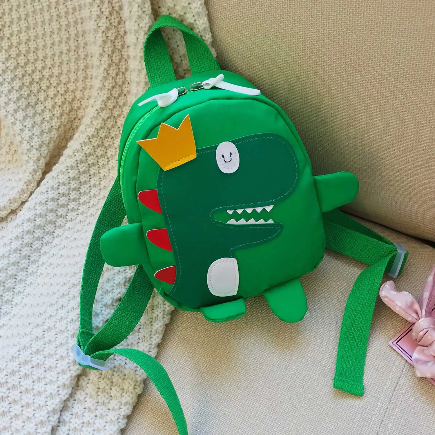 Mini sac à dos de dinosaure de dessin animé 3D pour enfants, sac d'école de maternelle, vert, mignon, nouveau, bébé, garçon, fille