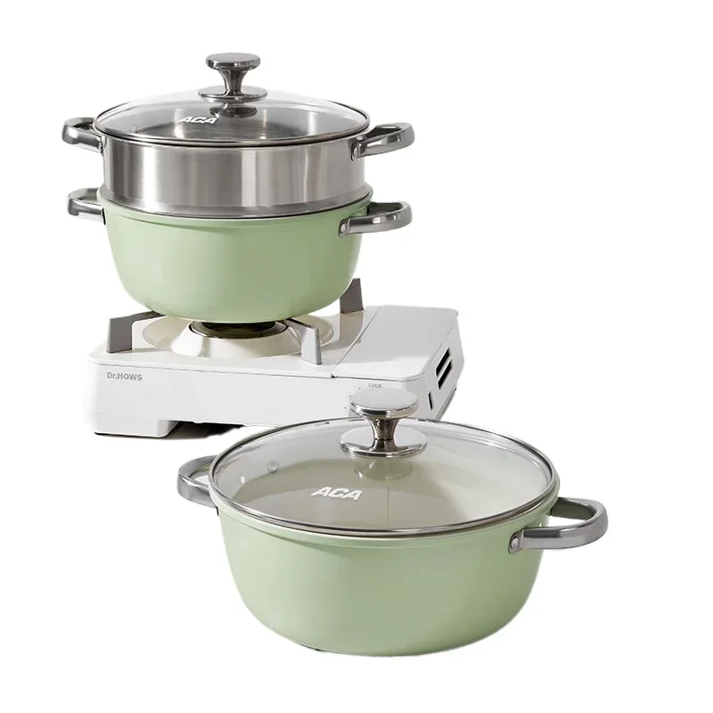 Multi-functional Ceramic Non-stick Soup Stock Pot Set for Stewing and Cooking with Steamer and Suitable for Induction Cooker And