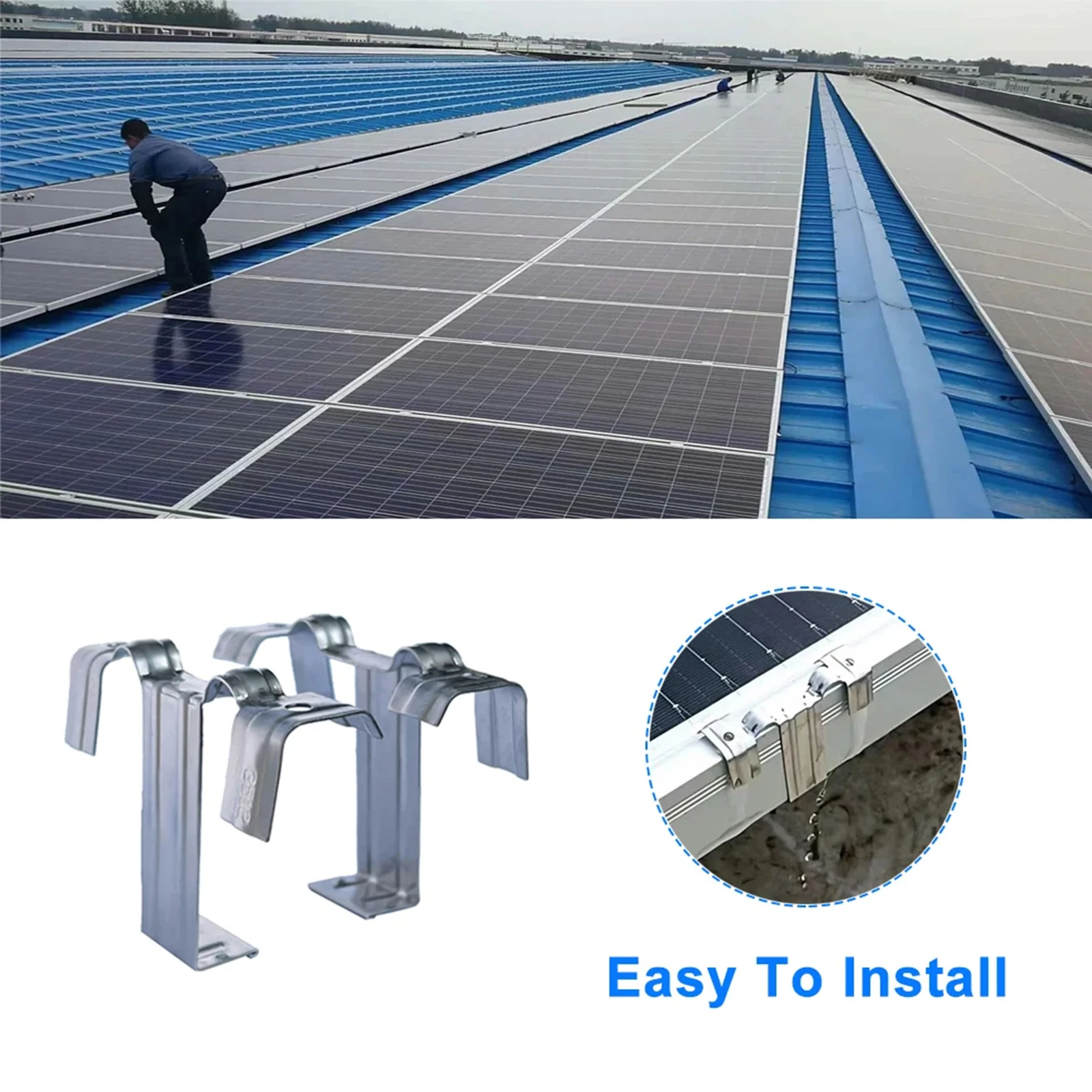 10 Pcs Solar Panel Drainage Clips Solar Panel Drainage Solution Kit Photovoltaic Panel Water Guide Clamp Solar Panel Accessories