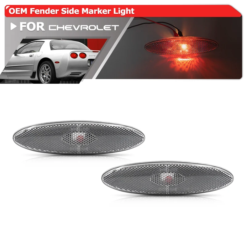 OE-Spec Red Lens Rear Side Marker Light Housings For Chevrolet Chevy Corvette C5 1997-2004 Auto Fender Flare Lamps