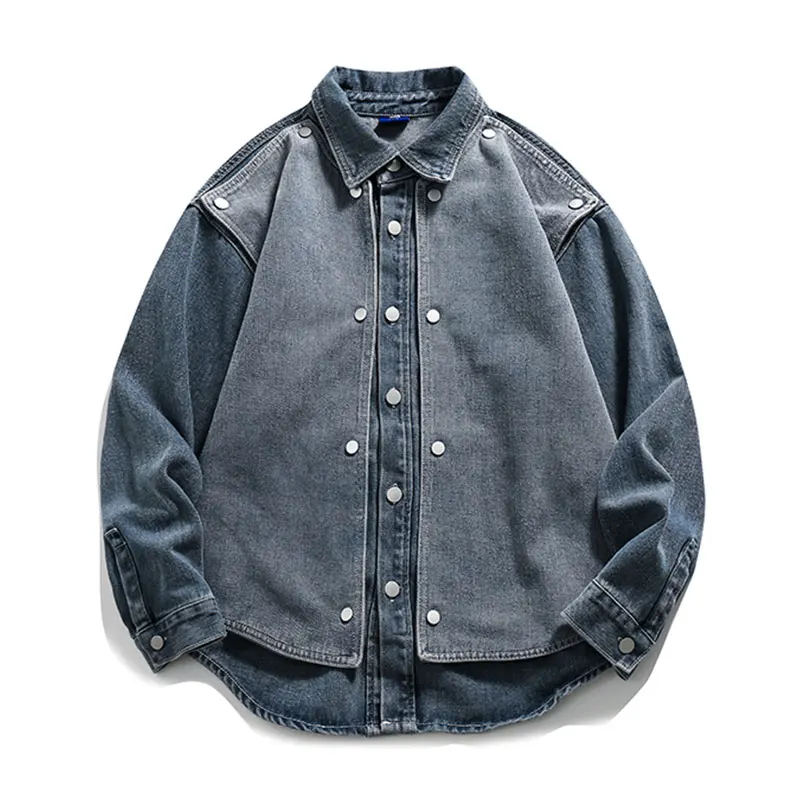 

Осенний мужской джинсовый джинсовый джинсовый трент большого размера 300, винтажная свободная верхняя одежда с плоской пуговицей для пар, хлопковая молодежная тенденция