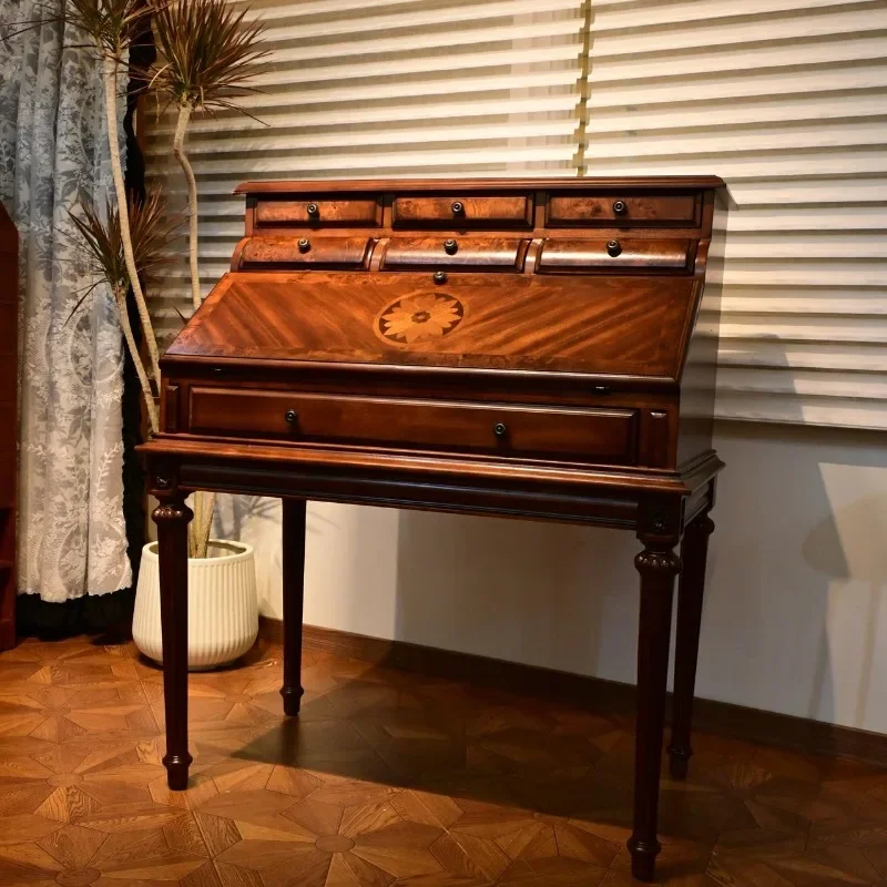 American solid wood secretary cabinet bedroom dresser computer table desk integrated retro flip secret desk makeup table