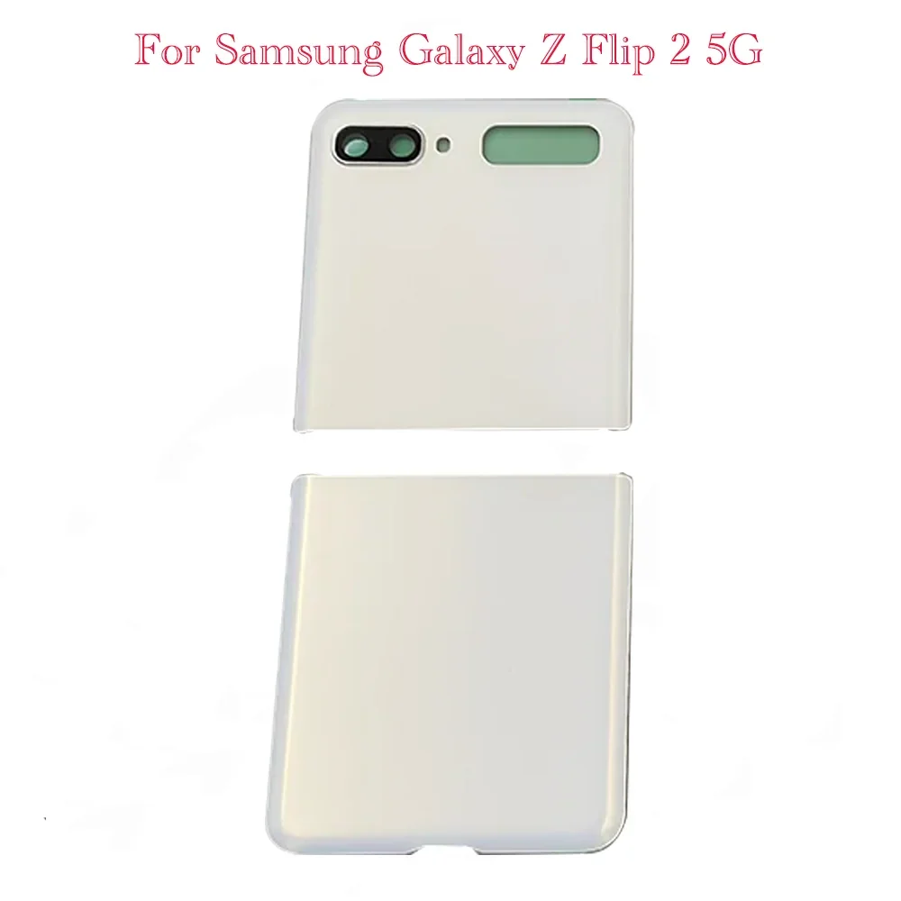 New Back Door Glass Battery Cover With Camera bezel +lens For Samsung Galaxy Z Flip 2 5G F707 Housing Battery Back Cover Replac