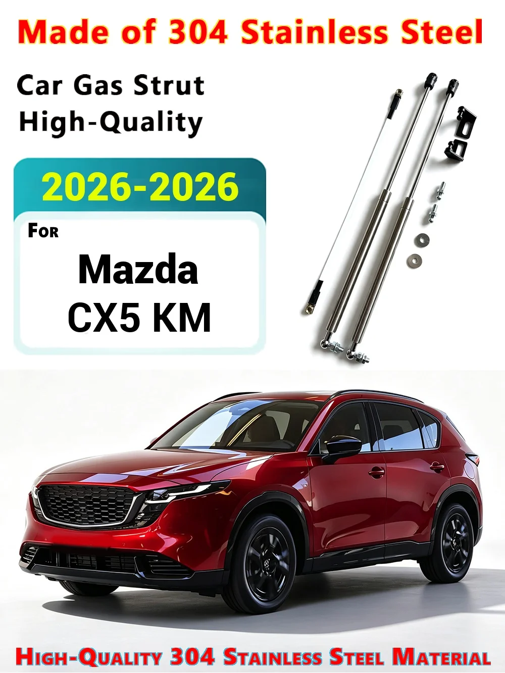 Für Mazda CX-5 KM 2026-heute Auto-Styling Umbau Motorhaube Gasdruckfeder Stützstange 304 Edelstahl