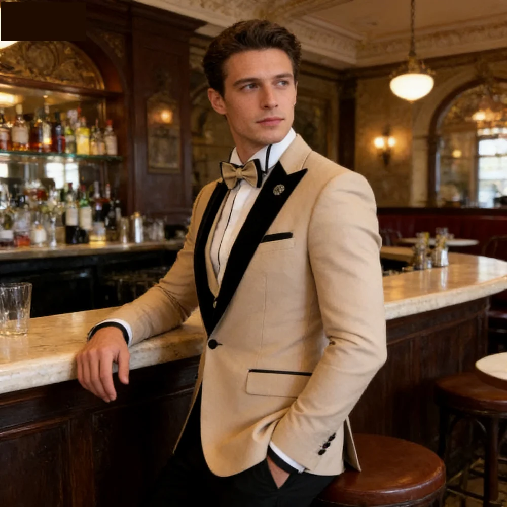 

Мужской костюм-тройка для свадьбы и торжеств, приталенный, больших размеров, для жениха, шафера, танцев, в стиле смокинг