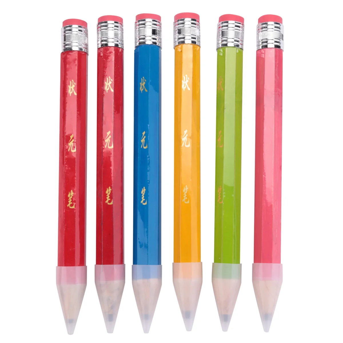 6 Pcs Wooden Jumbo Pencils for Prop, Funny Big Pencil Huge Giant Pencil 14 Inch Pencil for Home and School Supplies