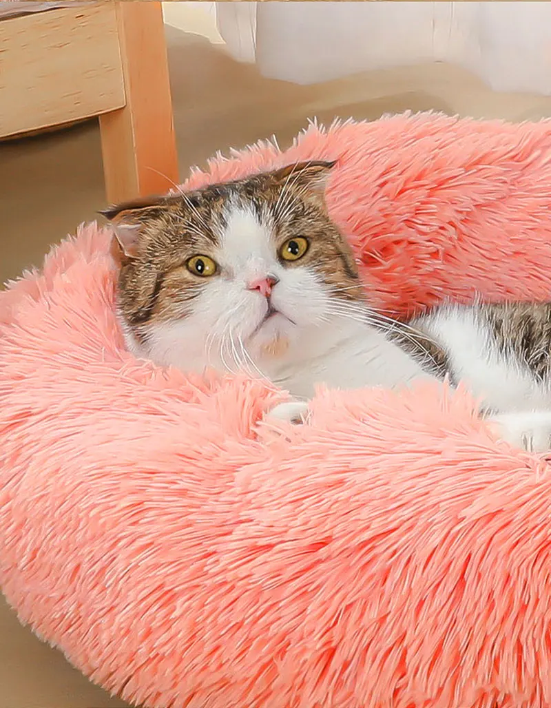 40-60cm Rundes Haustierbett für Große Hunde Superweiches Katzenbett Langhaariges Hundekissen Katzenmatte Tier-Schlafsofa – Detail 10