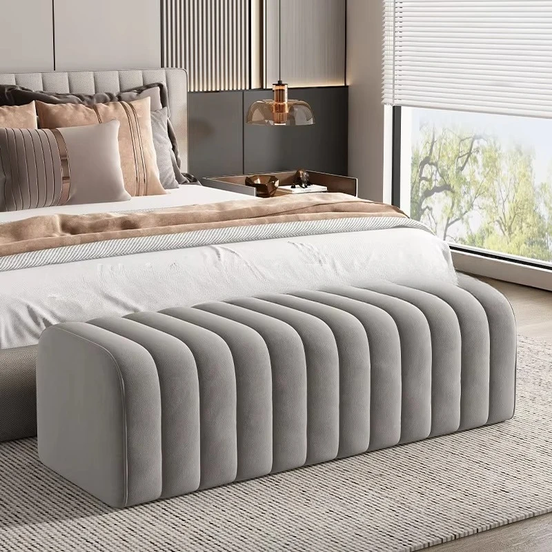 Modern Bed Bench Stool Bedroom Long Upholstered Storage Ottoman Versatile Dressing Room Shoe Bench Fashionable Foyer Seating
