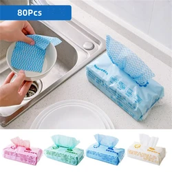 80Pcs/lot Washing Dish Towel Environmental Disposable Magic Kitchen Cleaning Cloth Tool Non-stick Towel Bag Oil Wiping Rags