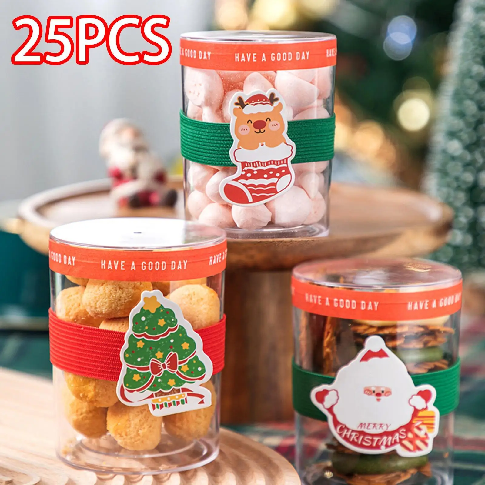 ゴムバンドクリスマスカップスリーブ、飲料ホットチョコレートクリスマス、25個