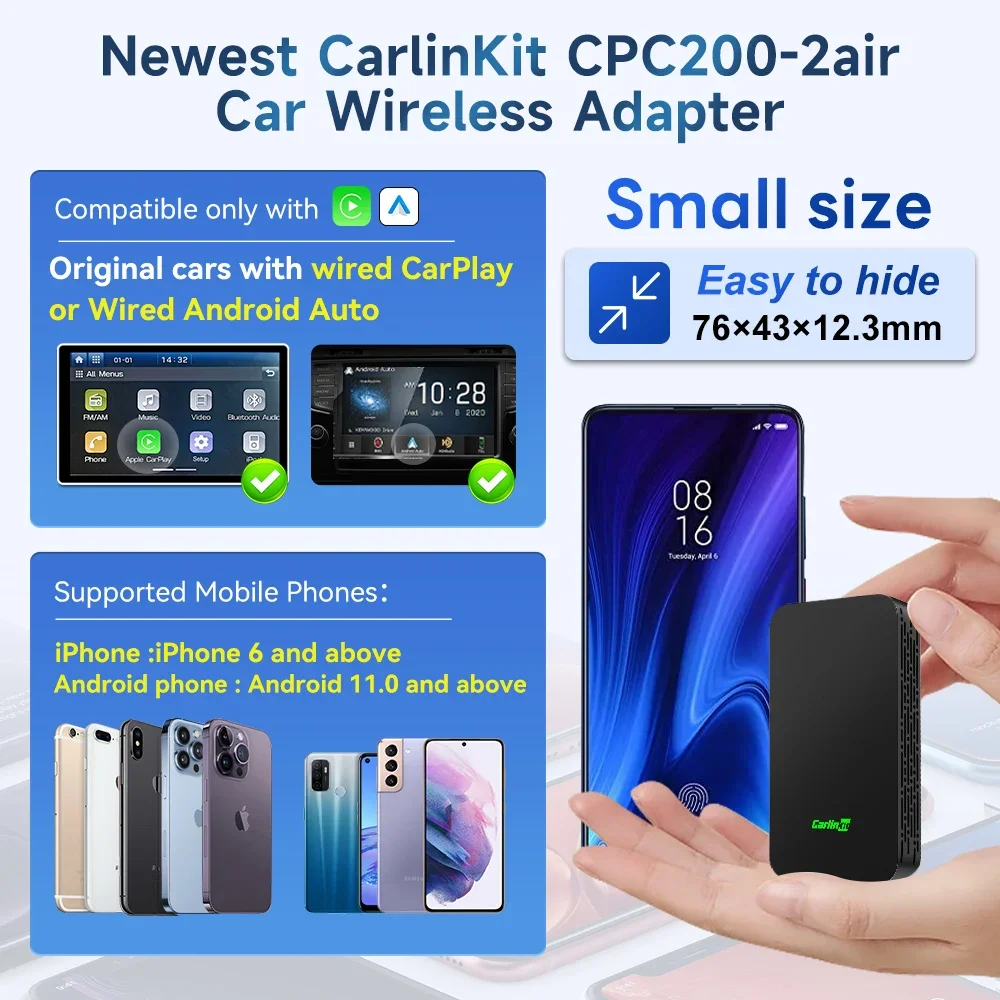 2Air CarlinKit 5 0 Wireless CarPlay Android Auto Ai Box Wireless Adapter For Skoda Kia Haval Toyota Mazda Ford Peugeot VW Audi