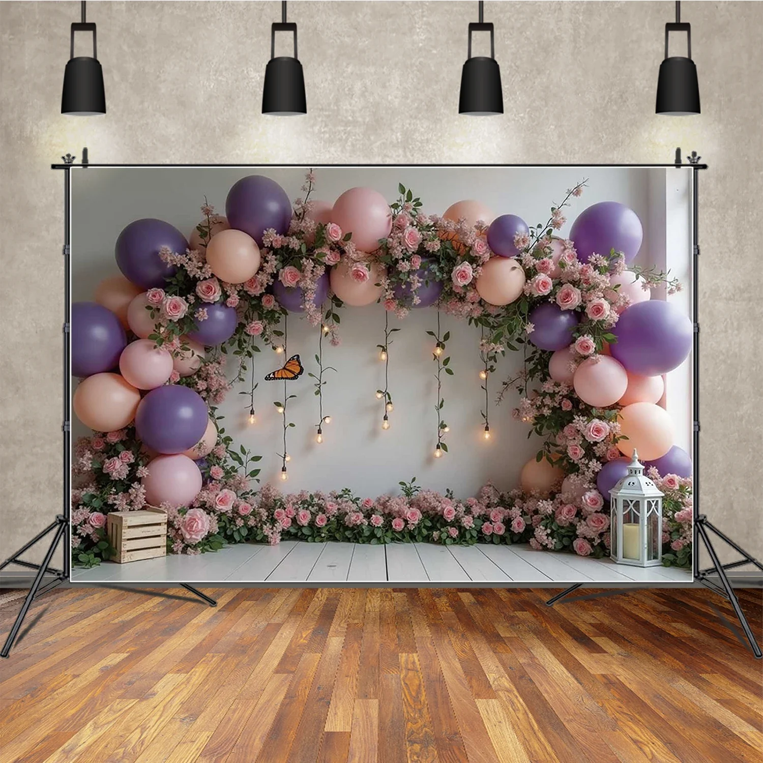 MOON.QG фон на день рождения арка воздушный шар сад цветок вечерние украшения детский душ аксессуары для фотосъемки для девочек фон фото