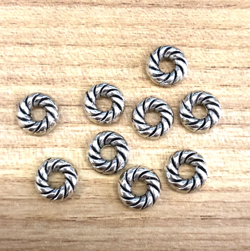 

50pcs 8.6mm Zinc Alloy metal tibetan silver color spiral spacer beads HWH2648