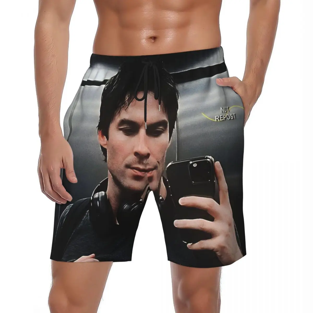 

The Vampire Diaries Damon Salvatore TV Series Board Shorts Summer Casual Board Short Pants Men Sportswear Printed Swim Trunks