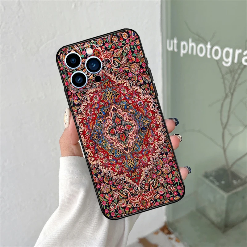 Persian carpet Floral pattern Cover For iPhone 15 12 13 Mini 11 12 13 14 Pro Max X XS Max 7 8 Plus SE 2020 XR Phone Case