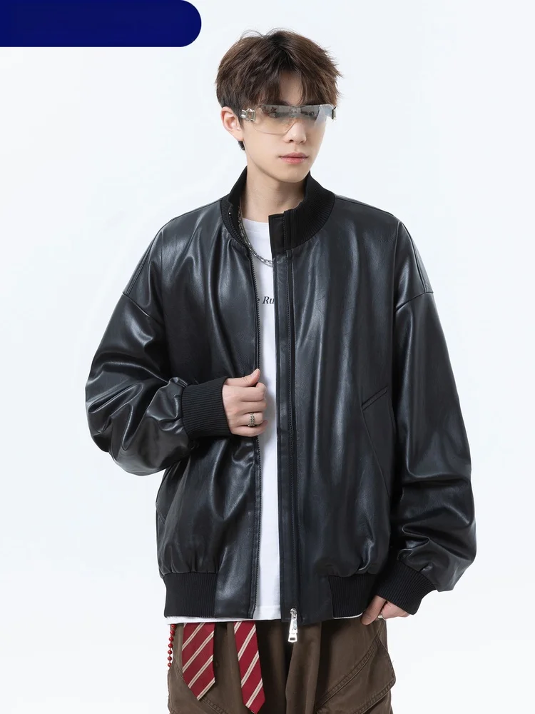 

Кожаный джет Wassup ark в американском стиле ретро с воротником-стойкой, мужской осенне-зимний сли, универсальный пилотный модный брендовый джет