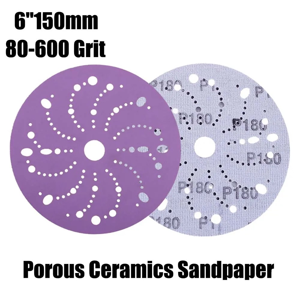 

6 Inch Sanding Discs 10PCS Ceramic Hook and Loop Orbital Sander Sandpaper 80-600 Grit Multi-Hole Abrasive Sanding Disc For Metal