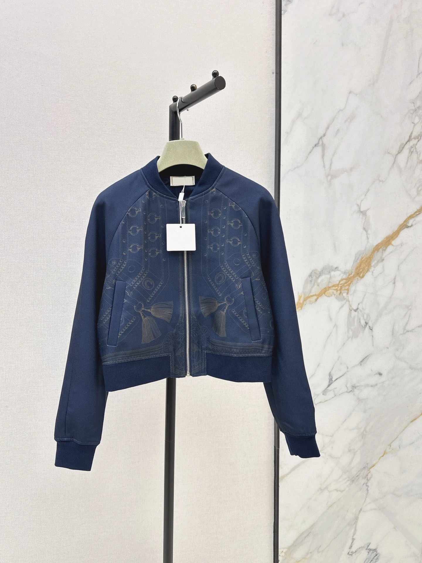 Autumn Winter Baseball Jacket Women Zipper Collar Printed Short Coat Casual Style Standard Fit Polyester Fiber Warmth