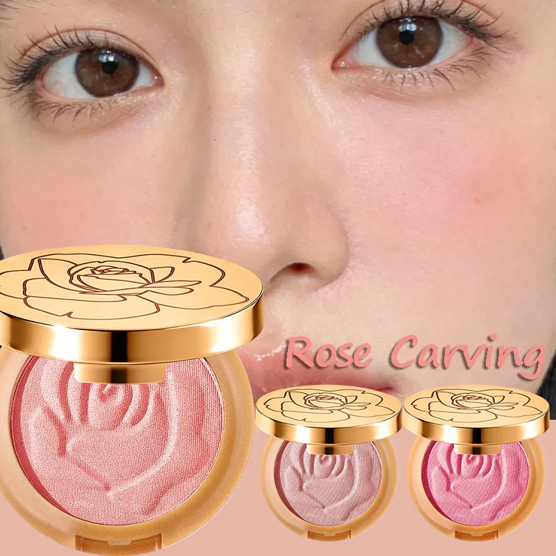Rose Embossed Blush Highlights Natural Nude Cheek Tint Makeup Long Lasting Brightening Orange Pink Female Cosmetics 2026 New