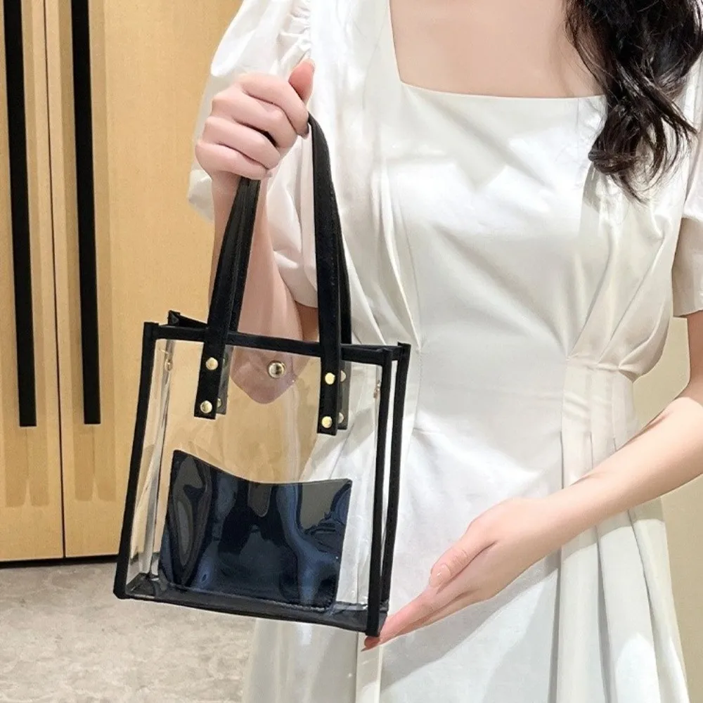

with Small Bag PVC Transparent Handbag Waterproof Lightweight Women Tote Bag Cosmetic Bag Single Shoulder Crossbody Bag Women