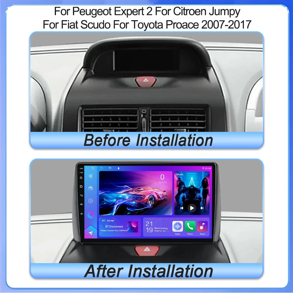 Android 16 For Peugeot Expert 2 For Citroen Jumpy For Fiat Scudo For Toyota Proace 2007-2017 Wifi No2din Gps Car Radio Bluetooth