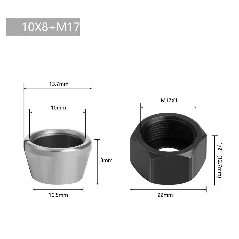 M17 Collet Chuck adaptador y tuercas 6/6.35/8mm máquina de corte de grabado, enrutador eléctrico, cortador de madera, multijuegos