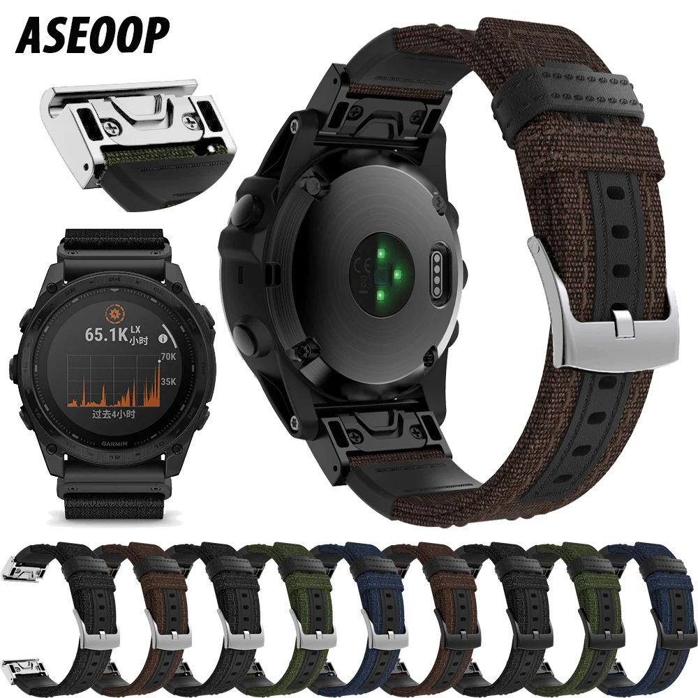 Nylon 26mm 22mm braided Strap For Garmin Fenix E 8 7 7X 6 6X 5 5X Plus/Epix Pro/Enduro 3 Bracelet Instinct 3 2X Sports QuickFit