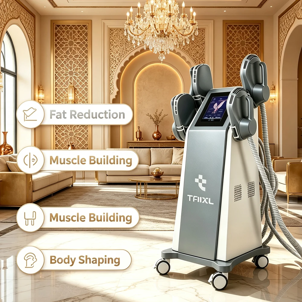 2026 Newest 15 Tesla 4 Handles RF Magnetic Slimming Machine Muscle Building Fat Burning Butt Lift Body Sculpting Machine