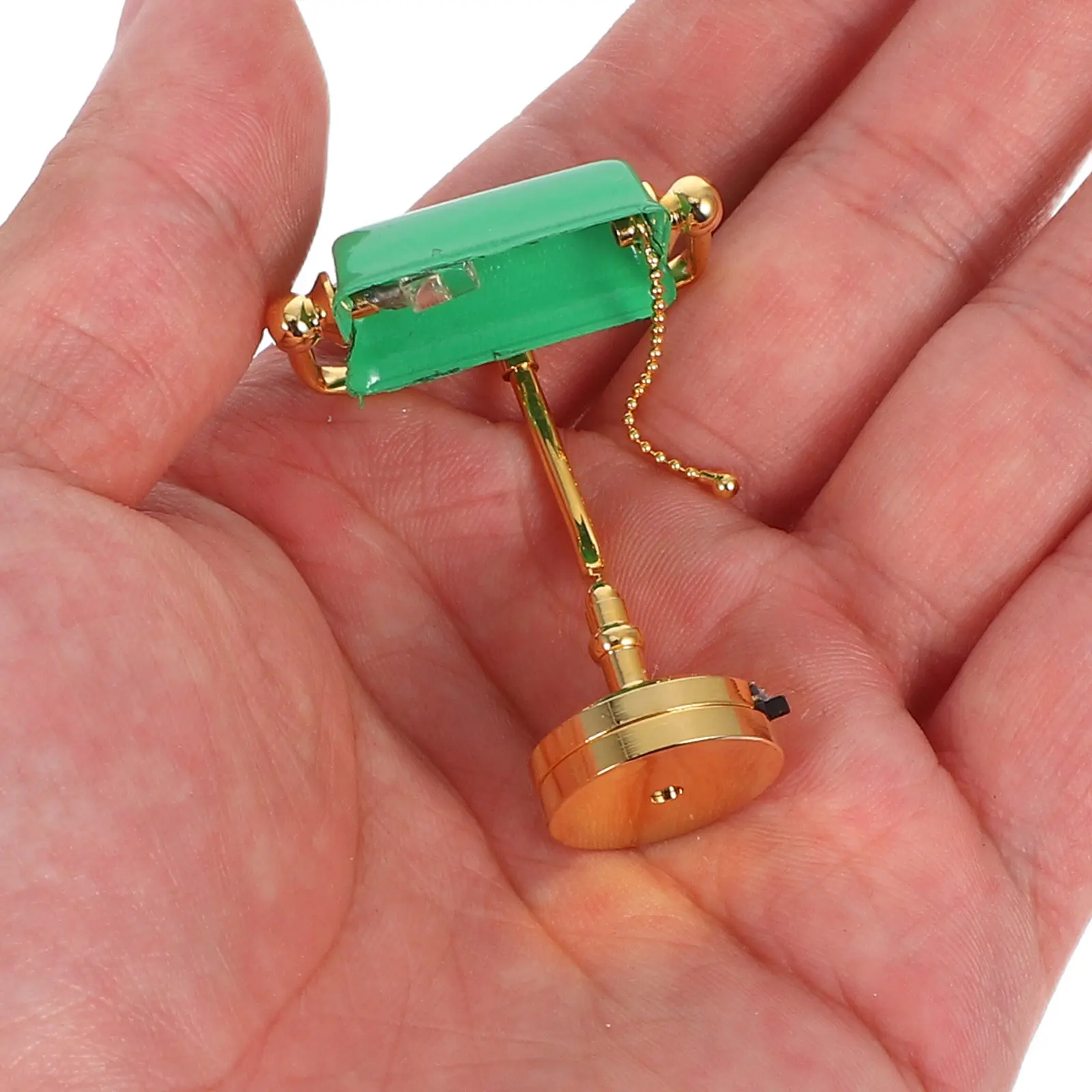 Vintage Miniature Postman Lamp Green Retro Desk Light for Dollhouse Decoration Miniature Table Lamp Collectors Accessory