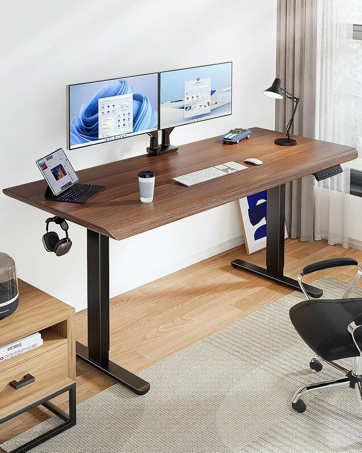 Black Dual Motor Electric Standing Desk Frame 265 Lb Capacity