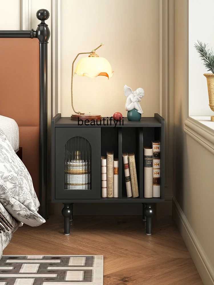 

07American Retro Bedside Table Minimalist Storage Rack Small Apartment Multi-Functional Locker