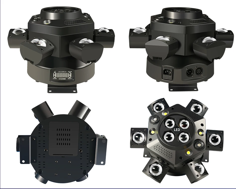 2-8pcs 10X10W RGB 6 Head Moving Head Beam Light RGB Laser Strobe Light DMX Stage Light RGB Beam Light Rotating Disco Party Bar