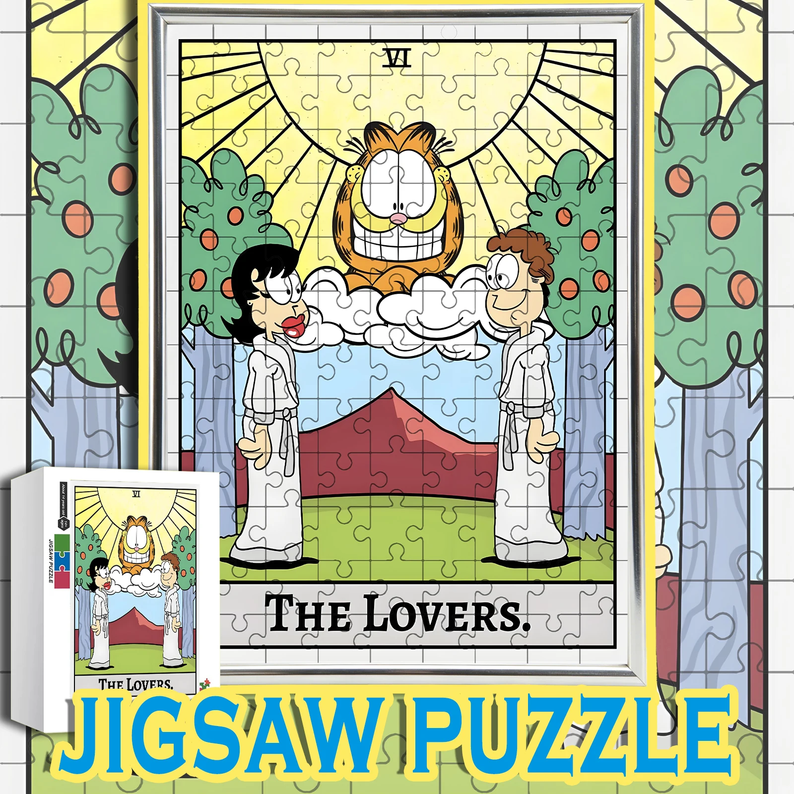 

Garfield The Lovers Tarot Card Wooden Jigsaw Puzzle 108/200/300/500/1000pcs Color Box