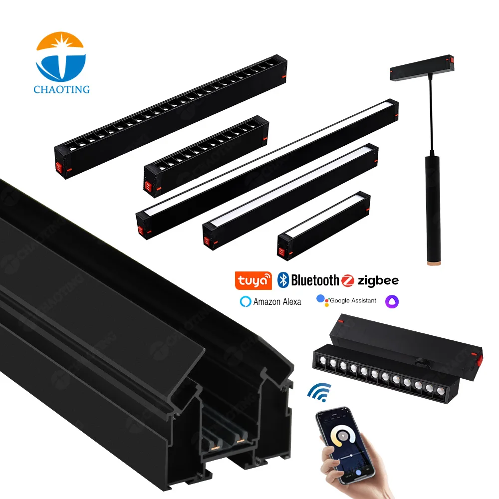 

Flush Mounted AC220V DC48V Showroom Shops COB Led Magnetic Track Light Strong Rail Black White For Russia Fabric Stretch Ceiling