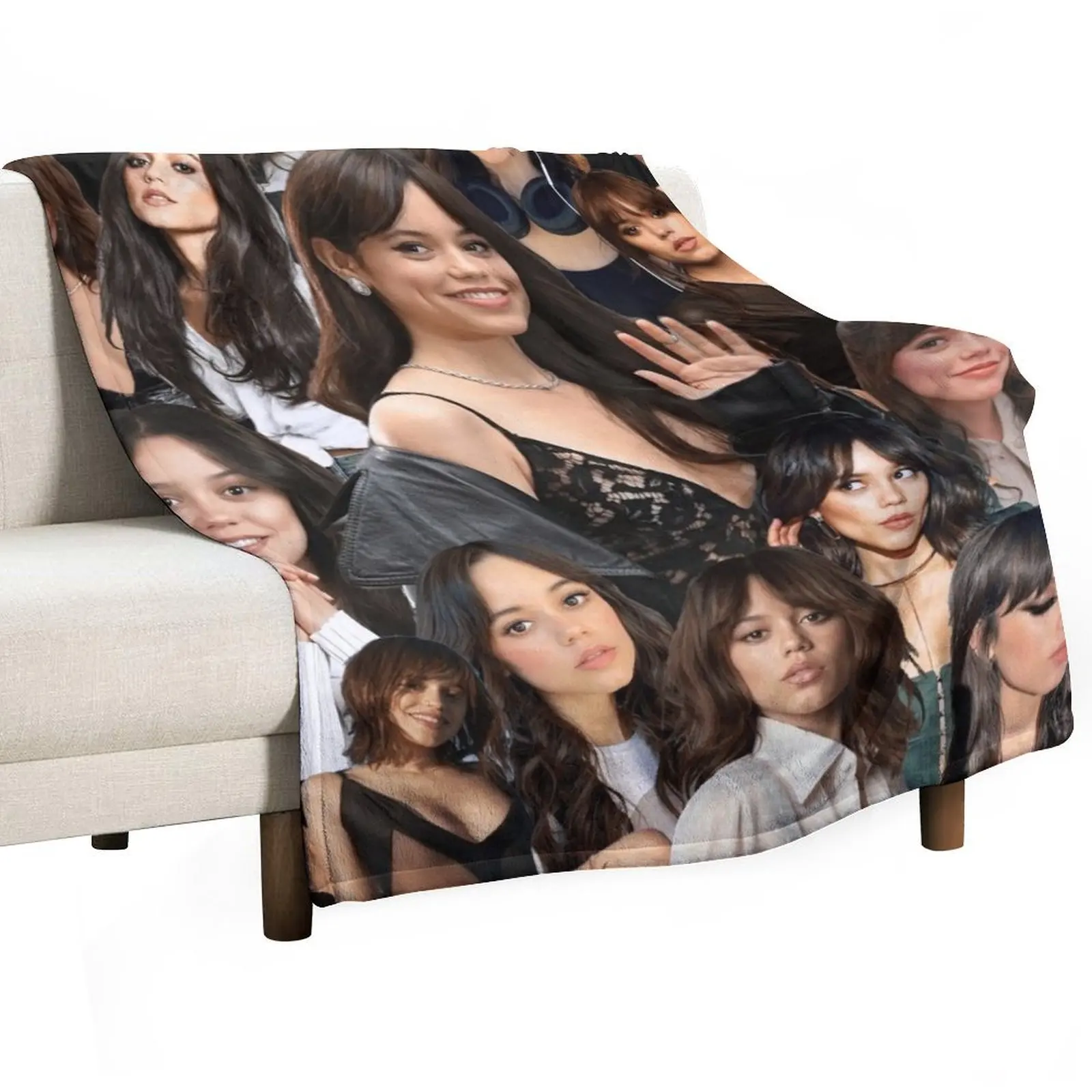HIGH QUALITY Jenna Ortega photo collage Throw Blanket Personalized Gift Decorative Sofas Hair Hairys Plush Blankets