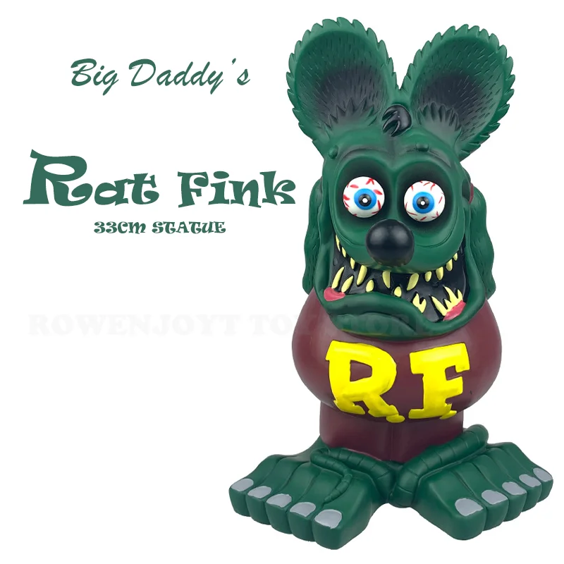 

Rat Fink 33cm Classic Green Vinyl Big Model Doll Ornament Premium Edition RF Crazy Mouse Large Statue Gift Toy Collection Figure